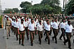 Nagpur: The Ideological Heartland Of RSS Photo by Sunny Shende via Getty Images : RSS workers take part in a foot march (Pathsanchalan) on the occasion of Vijay Dashmi Utsav celebration, on October 18, 2018 in Nagpur, India.