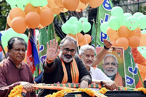 Rajeev Chandrasekhar campaigns in Thiruvananthapuram