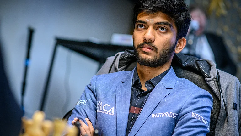 India's chess Grandmaster D Gukesh in action at FIDE Candidates 2024 in Toronto. - X/International Chess Federation