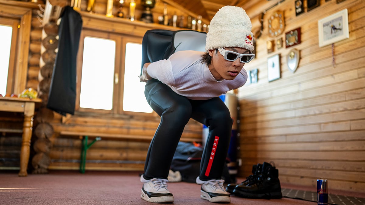 Joerg Mitter / Red Bull Content Pool : Ryoyu Kobayashi of Japan seen in Akureyri, Iceland on April 23, 2024.