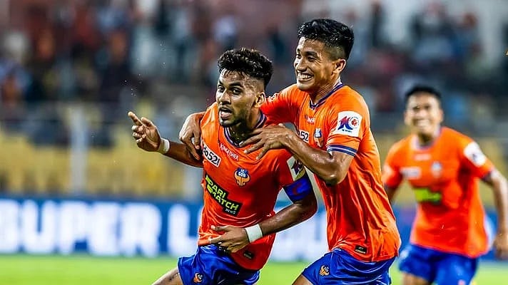 ISL : Goa FC celebrates their 2-1 win over Chennaiyin FC in the knock out match of the ISL 2023-24 on April 20, Saturday. 