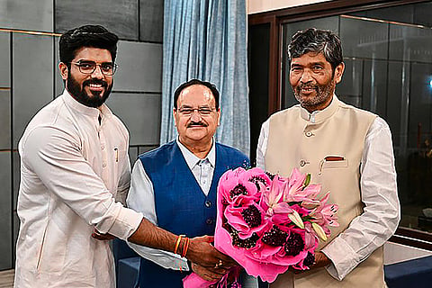 JP Nadda with Pashupati Kumar Paras