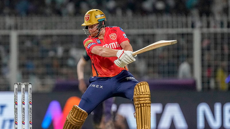 Jonny Bairstow for PBKS vs KKR in IPL 2024. AP Photo
