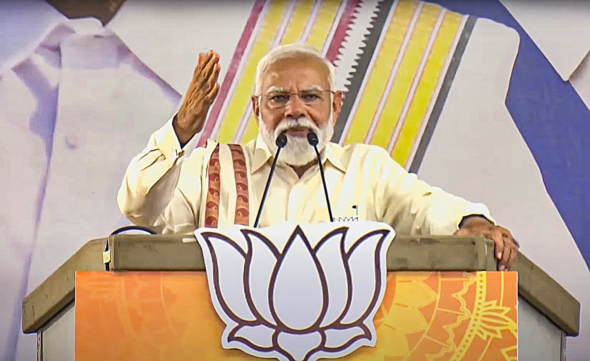 PTI : PM Modi addressing an election rally in Tamil Nadu on Wednesday, April 10