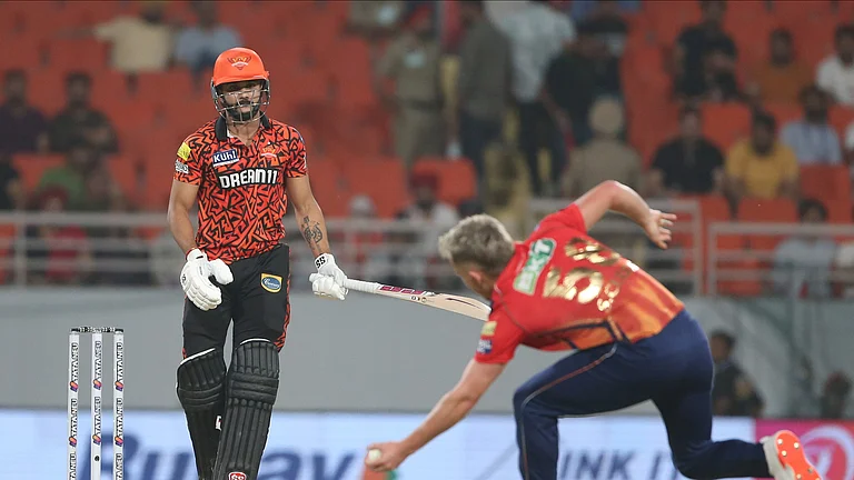 Sunrisers Hyderabad's Nitish Kumar Reddy plays a shot during the Indian Premier League cricket match between Sunrisers Hyderabad and Punjab Kings in Mohali. - AP Photo/Surjeet Yadav