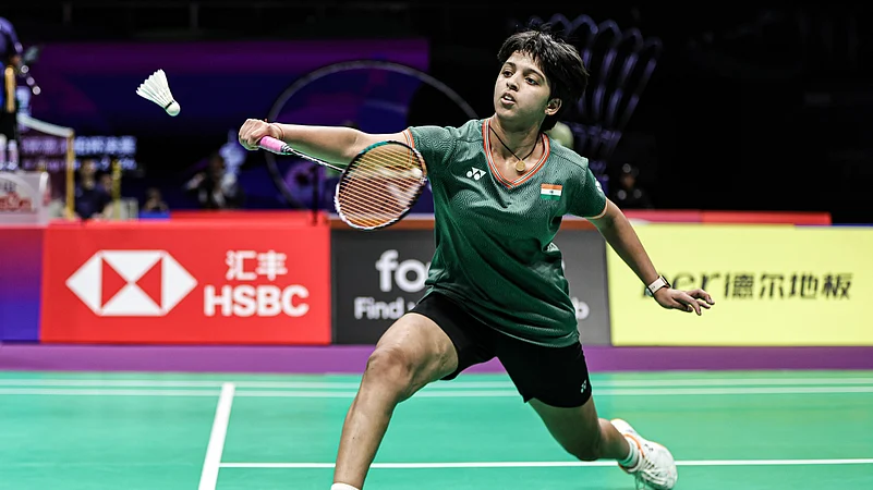 Debutant Tanvi Sharma in action at the BWF Thomas & Uber Cup Finals 2024. Credit_Badminton Photo