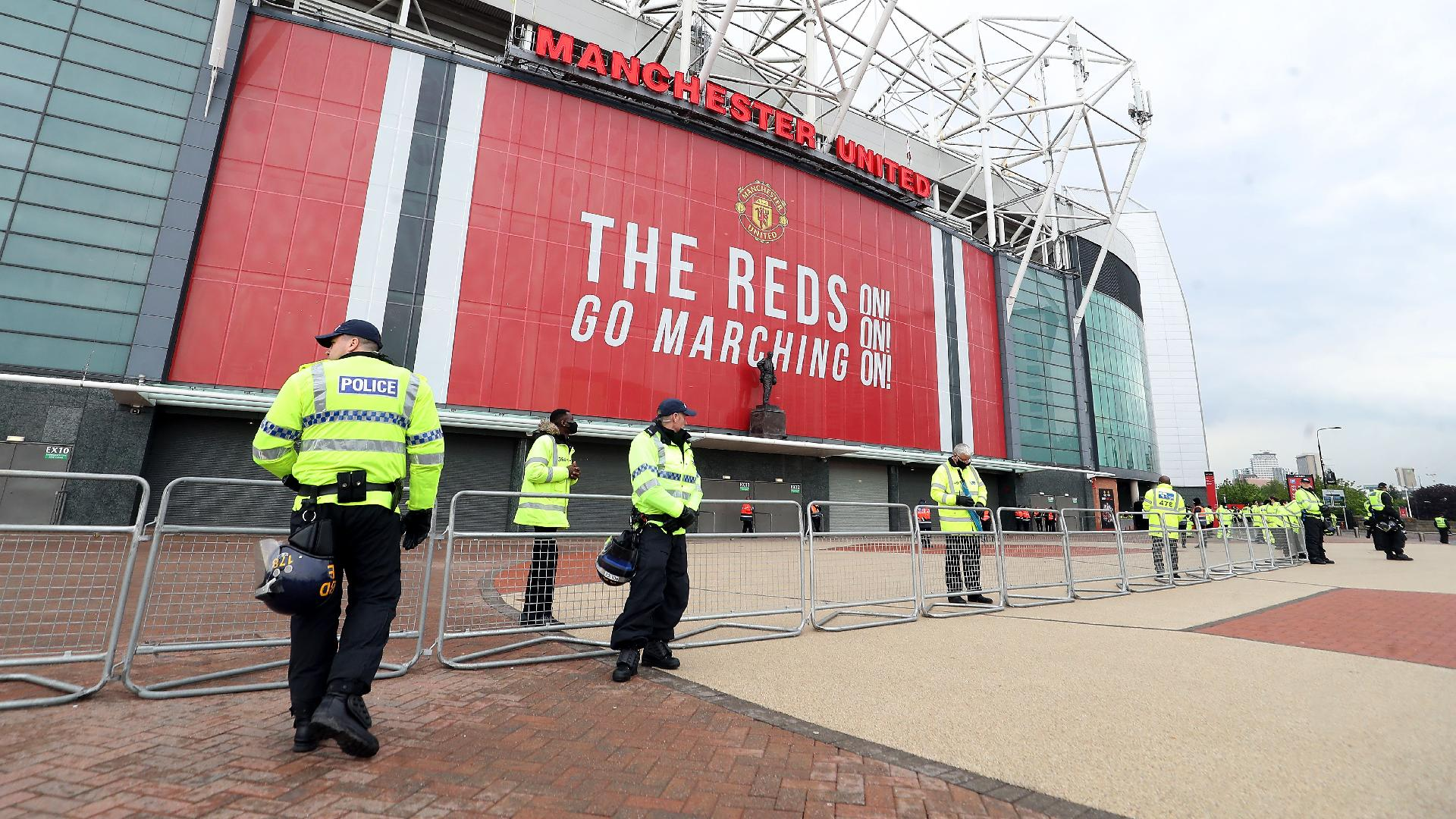 PA : Police presence outside Manchester United’s Old Trafford.