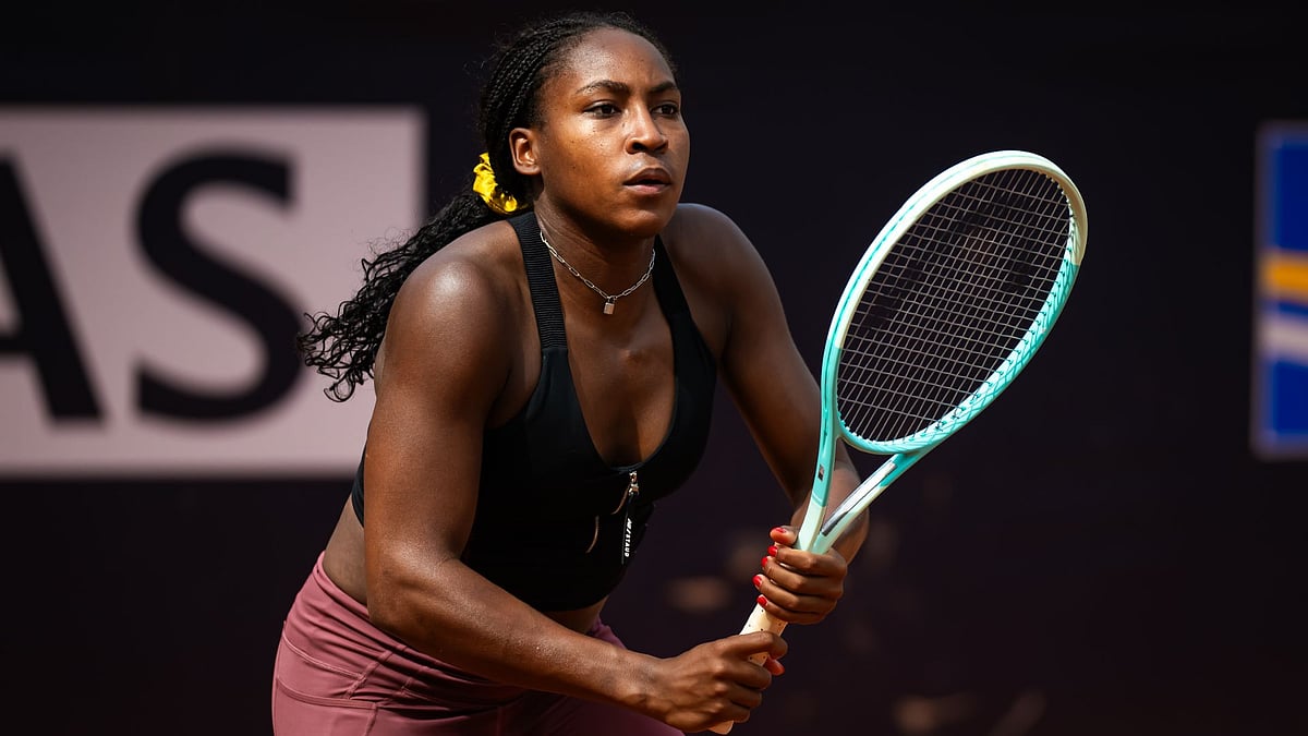 Coco Gauff during a practice session at the Italian Open.