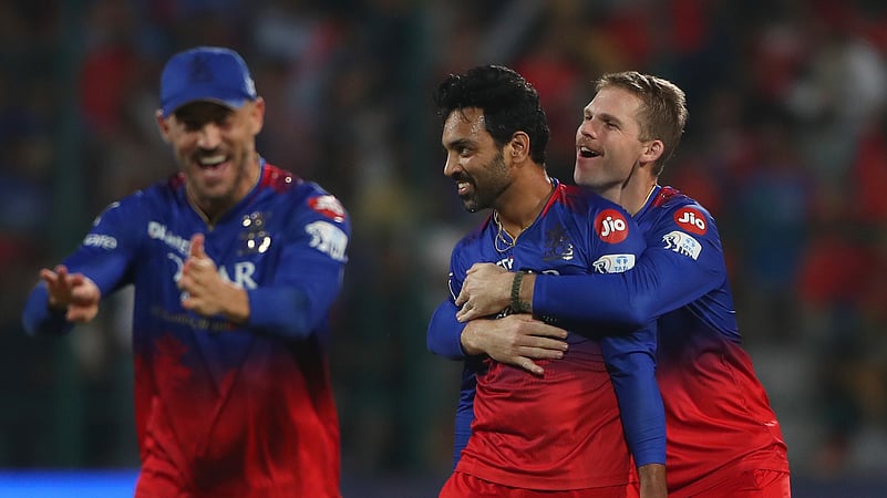 RCB celebrating against DC in IPL 2024. AP Photo
