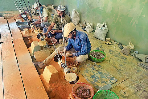 Horn and bone craftsmen at work in Sambhal