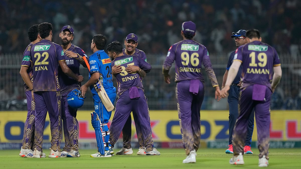 KKR after win over MI in IPL 2024. AP Photo