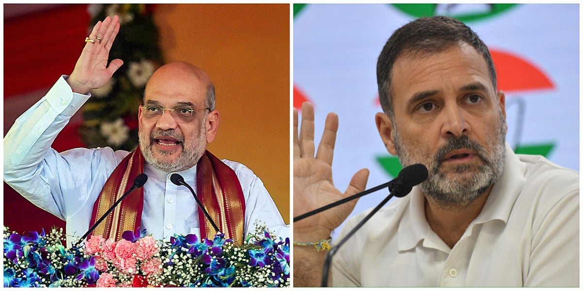PTI : Union Home Minister Amit Shah (L), Congress MP Rahul Gandhi (R)