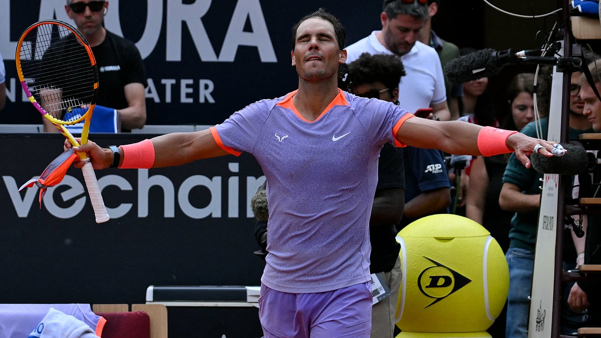 X/InteBNLdItalia : Rafael Nadal celebrates a victory.