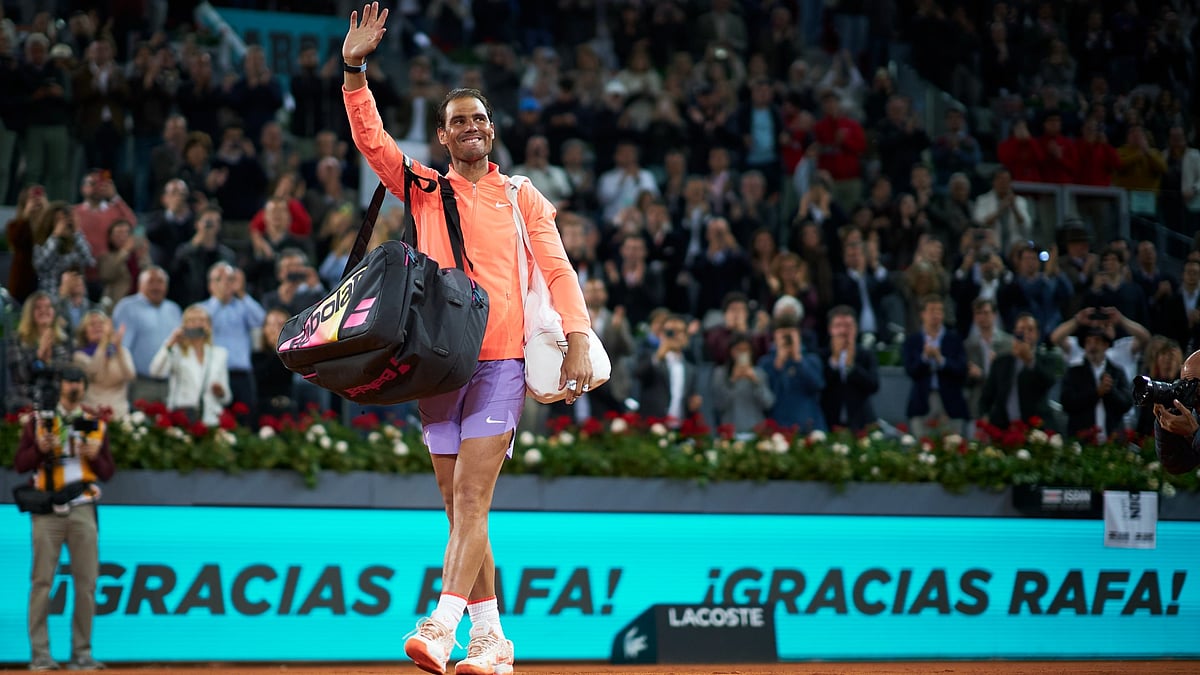 Rafael Nadal salutes the crowd following his Madrid Open exit. - null