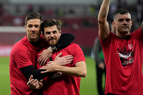 Xabi Alonso celebrates at the end