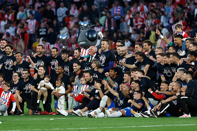 Girona players celebrate