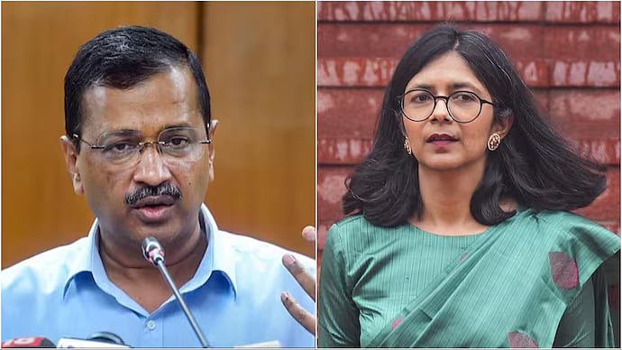 PTI : Delhi CM Arvind Kejriwal (L) and AAP MP Swati Maliwal (R)