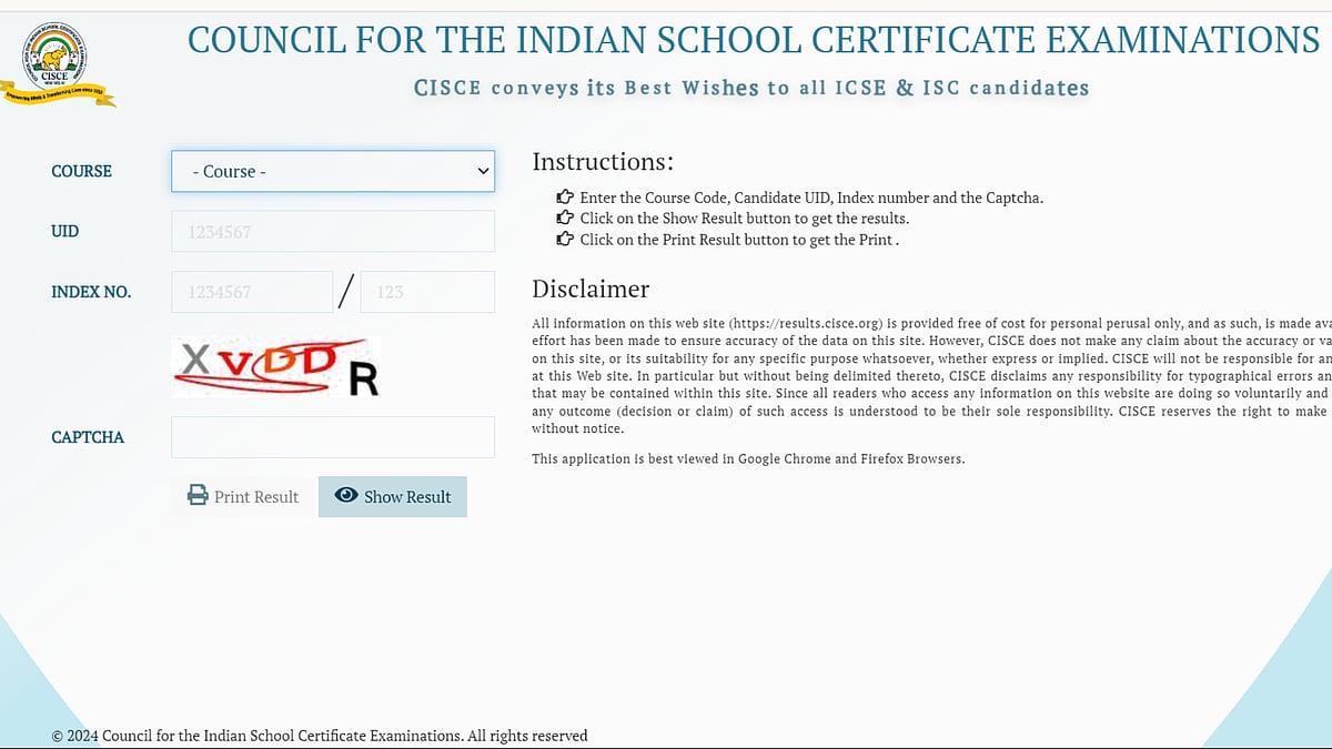 CISCE Results 2024 Out for Class 10, Class 12 - Screengrab from official website 