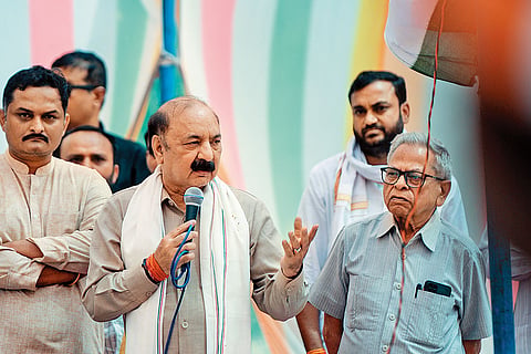 K L Sharma at a campaign meeting