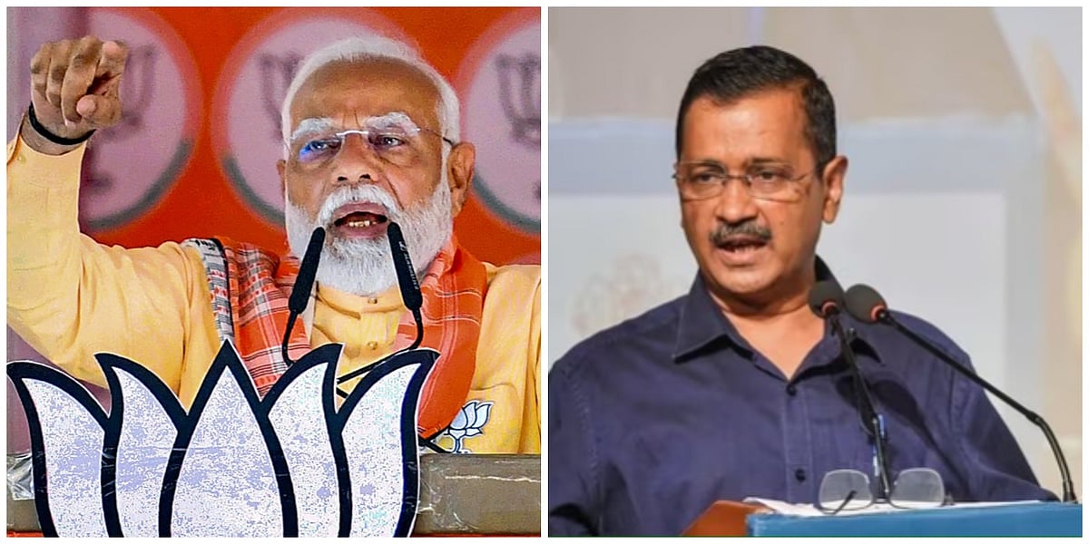 PTI : Prime Minister Narendra Modi  (left); Delhi Chief Minister Arvind Kejriwal  (right) |