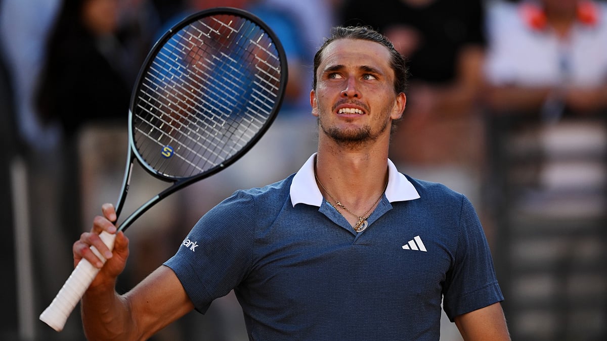 Alexander Zverev celebrates reaching the final in Rome - null