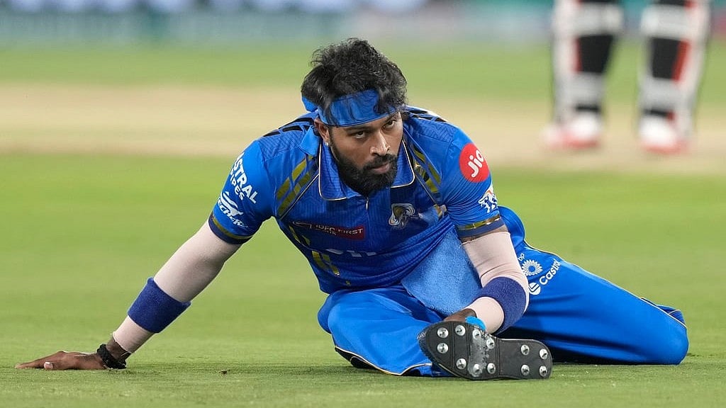 File photo of Hardik Pandya in action during match 8 of Indian Premier League 2024 between Mumbai Indians and Sunrisers Hyderabad. - AP