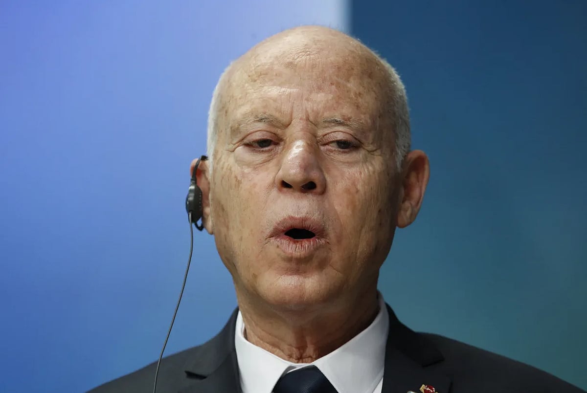 AP : Tunisia's President Kais Saied  speaks during a media conference |