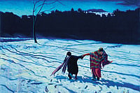 Artwork by Azim Hassan : Artwork titled 
‘The Hikkat Dance 
in Silent Snow’ by 
Azim Hassan