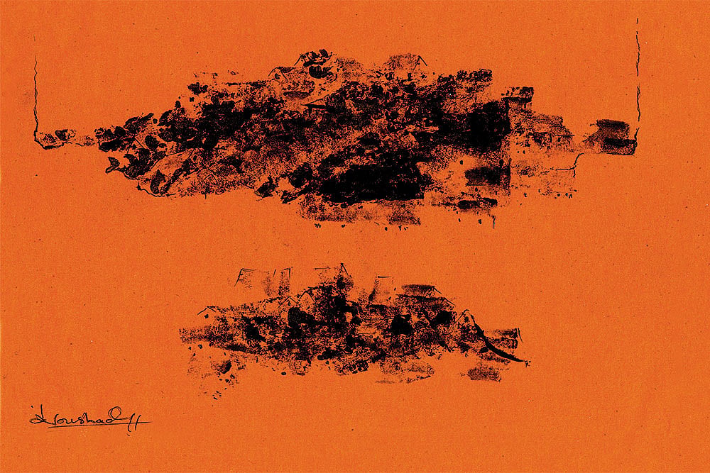 x : Artwork: Turbulent Echoes by Naushad Gayoor