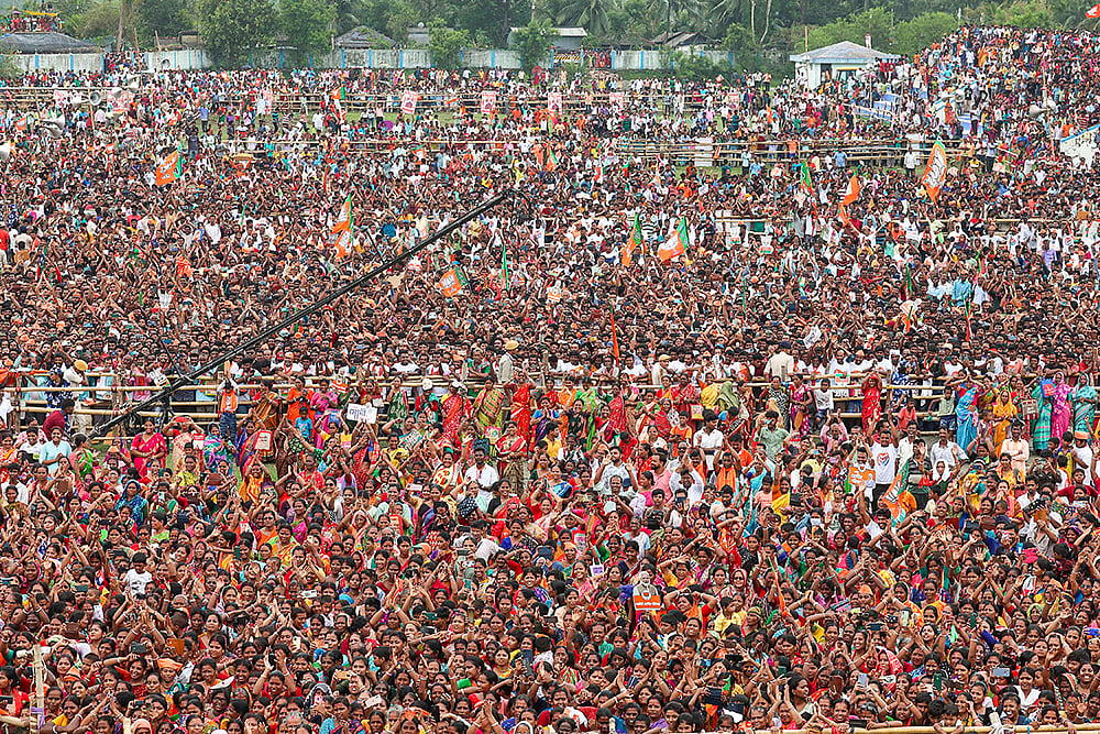 BJP supporters in Mathurapur, West Bengal