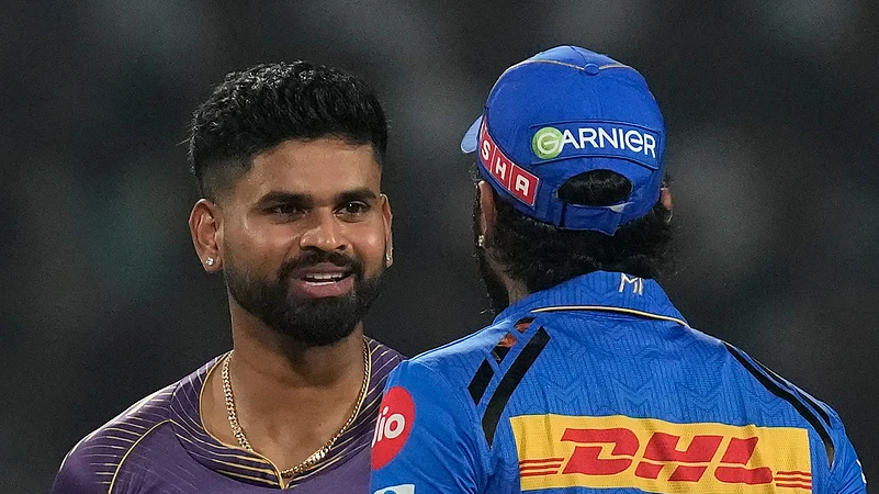 Shreyas Iyer with Hardik Pandya in IPL 2024. AP Photo