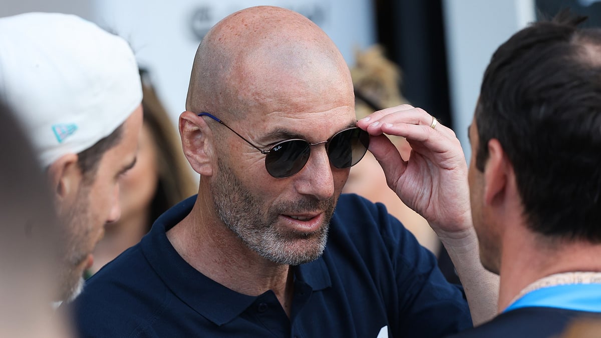 Football legend Zinedine Zidane in attendance at the Miami Grand Prix.