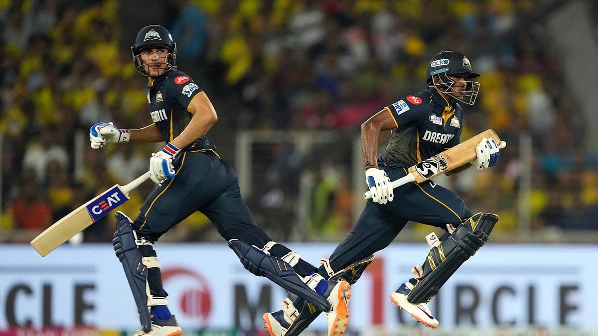 Shubman Gill and Sai Sudharsan running between the wickets in IPL 2024. AP Photo