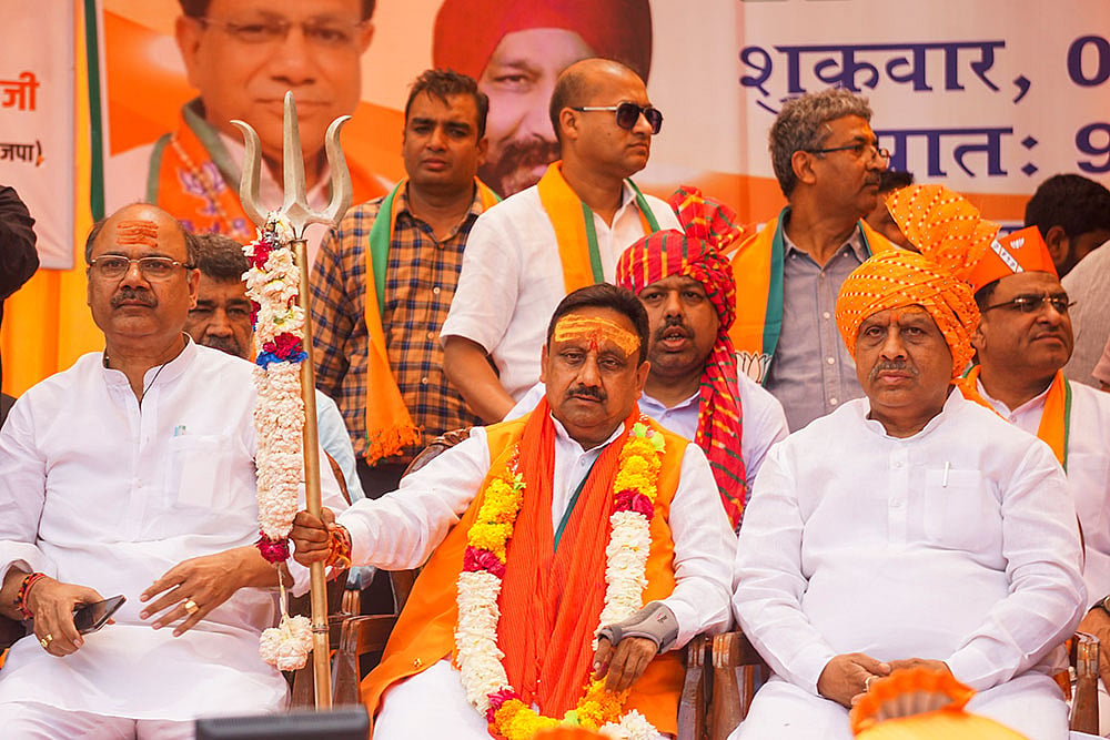 Photo: PTI : BJP Chandni Chowk candidate's rally