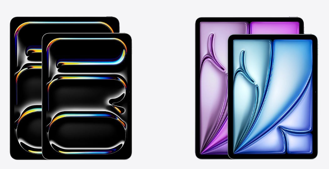 Newly launched iPad Pro (L) and iPad Air (R) - Apple