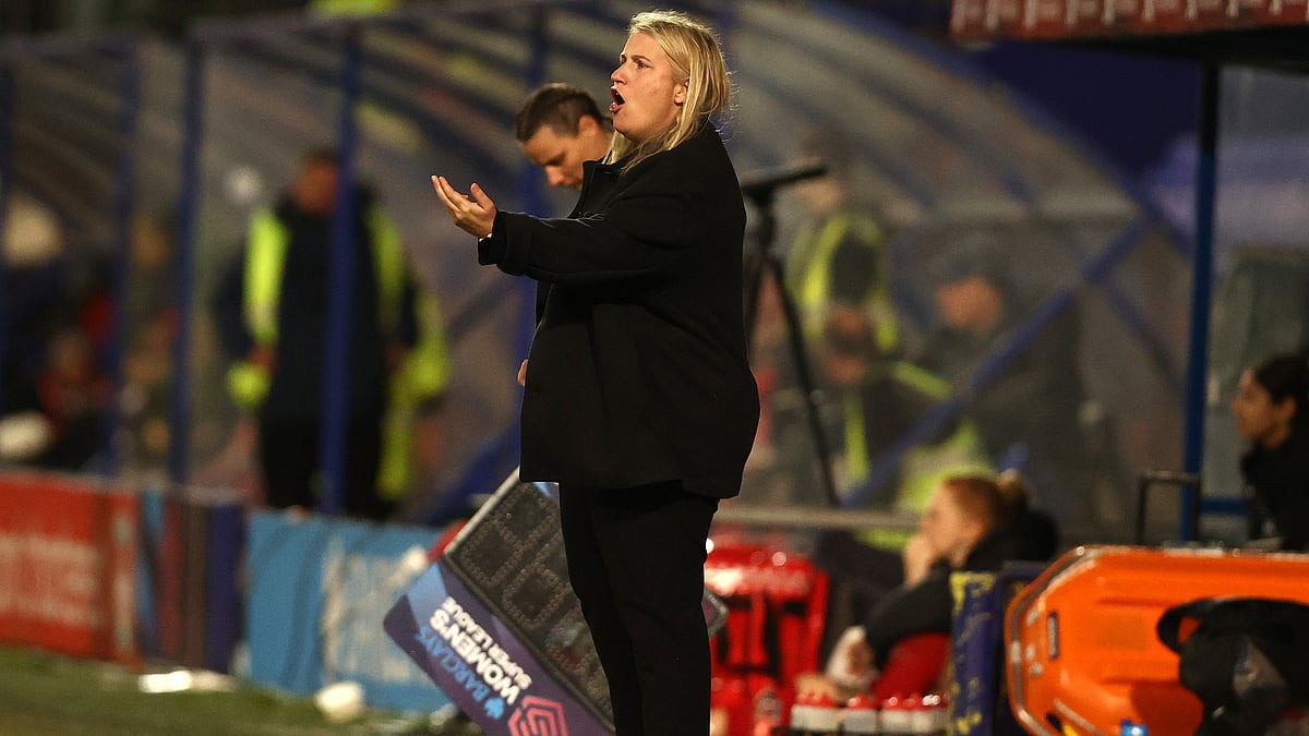Emma Hayes cut a frustrated figure at Prenton Park on Wednesday - null
