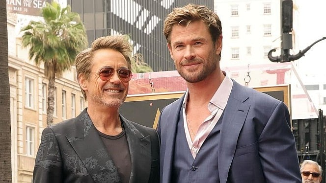 Just Jared : Robert Downey Jr, Chris Hemsworth