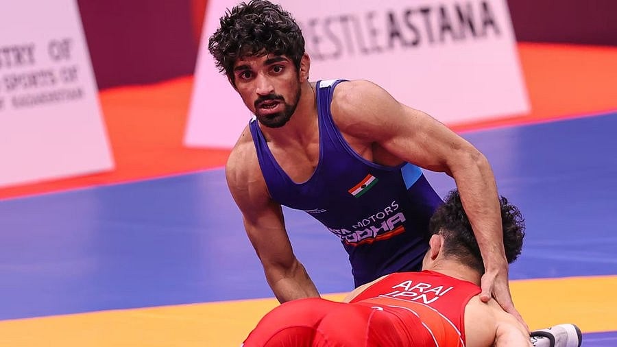 Photo: X/ @RevSportz : Aman Sehrawat is the first Indian male wrestler to secure a berth for the Paris Games.