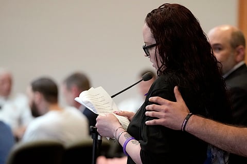 Crystal Sorey, mother of Harmony Montgomery, addresses the court during Adam Montgomery's sentencing hearing .