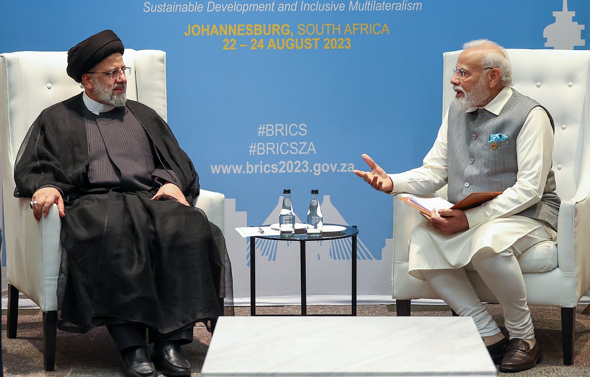 Prime Minister Narendra Modi (R) with Iranian President Ebrahim Raisi. - File Image from X/@narendramodi