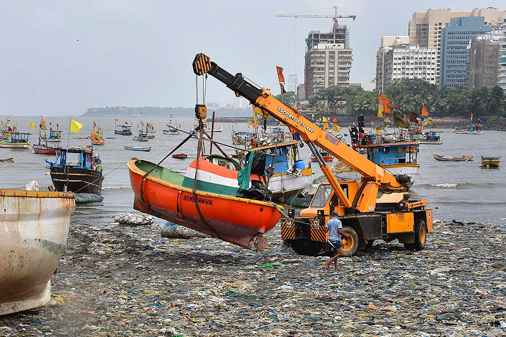 | Photo: PTI : Preps for monsoon arrival in Mumbai