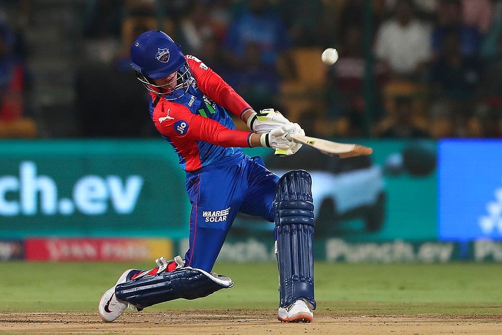 DC's Jake Fraser-McGurk plays a shot - | Photo: AP/Kashif Masood