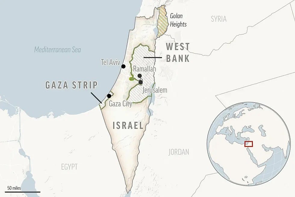 Map of Israel and Palestine 