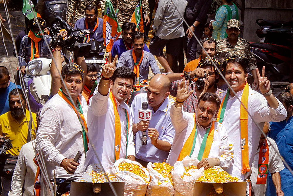 Tejasvi Surya during Delhi BJP Road show