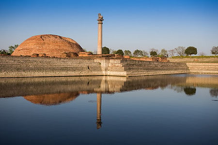 A dome structure, reflecting in the water at Kutagarasala Vihara