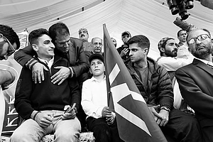 Photo: Manpreet Romana : Back to the Ballot: Zamir and Zahir Abdullah at an election rally in Baramulla in 2024