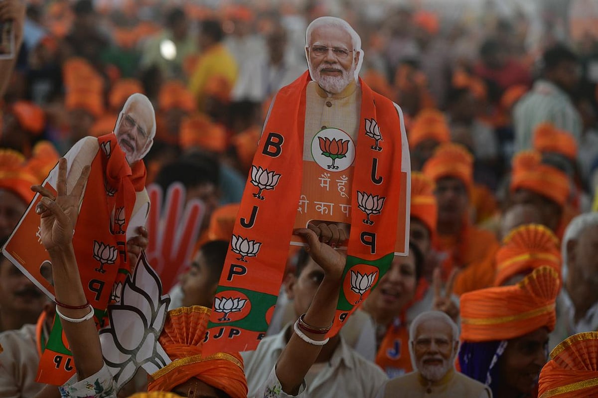 The supporters of BJP holding banners of Prime Minister Narendra Modi during his rally in Delhi's Dwarka | rep image  - Outlook/ Tribhuvan Tiwari