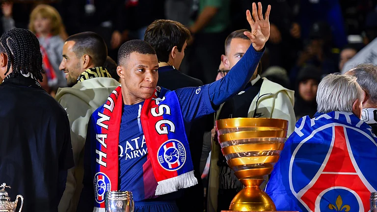 Paris Saint-Germain’s outgoing forward Kylian Mbappe. - null
