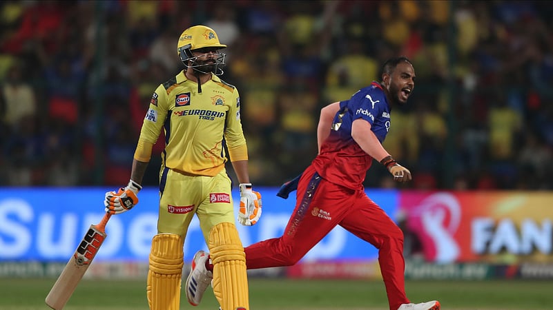 RCBs winning moment over CSK. AP Photo