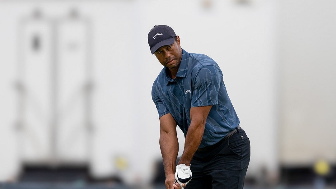 Photo: X/ @PGAChampionshi : Tiger Woods during practice at Valhalla for the PGA Championship.